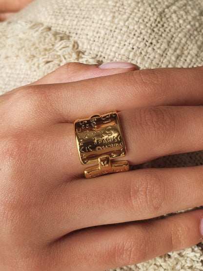 Bague écritures - doré | Tailles au choix