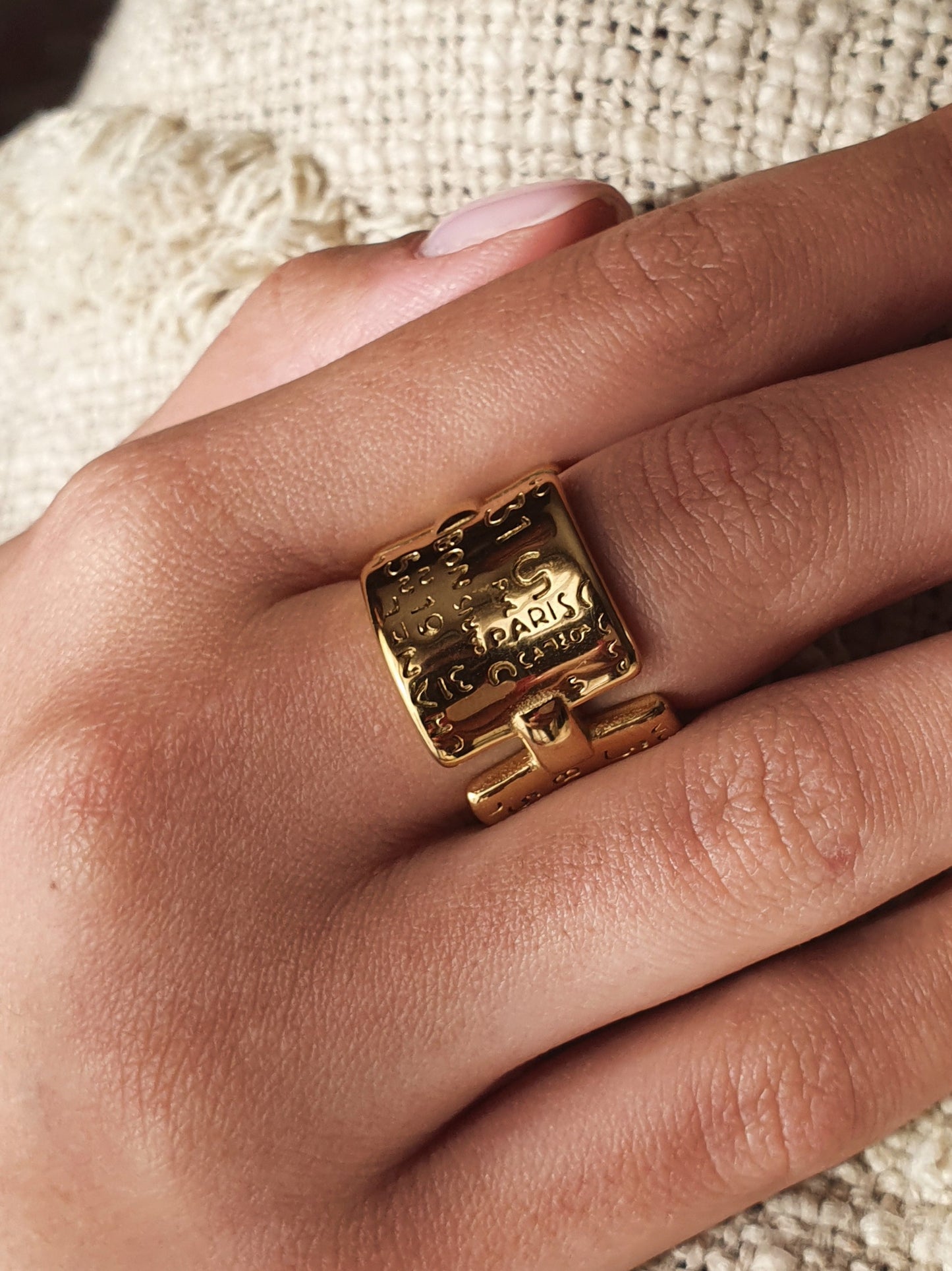 Bague écritures - doré | Tailles au choix