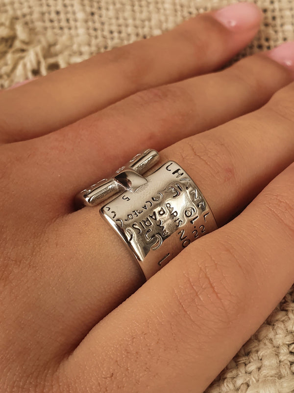 Bague écritures - argenté | Tailles au choix