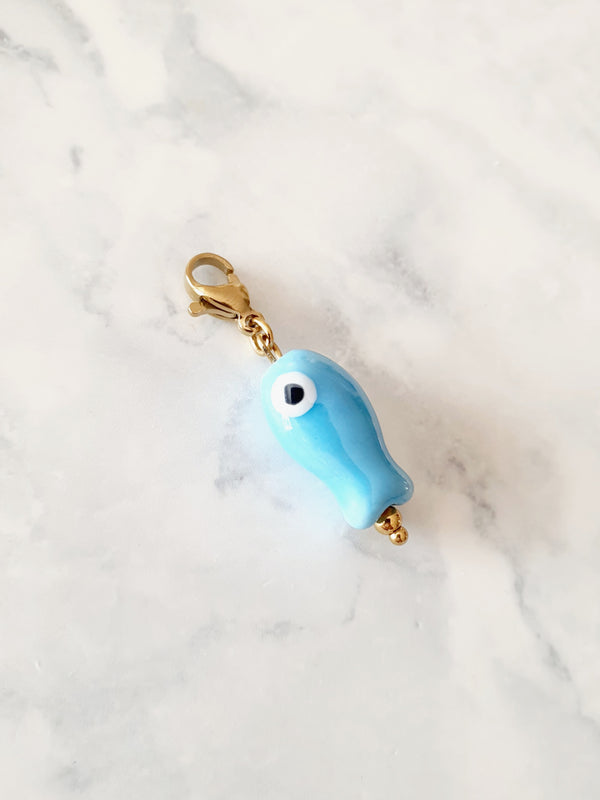 Charm poisson bleu - doré