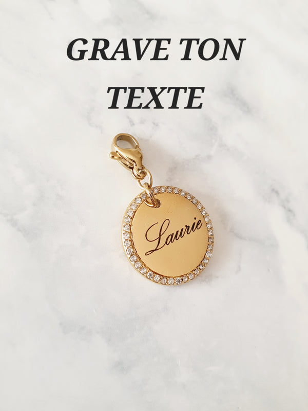 Charm pampille zircons à graver | coloris au choix