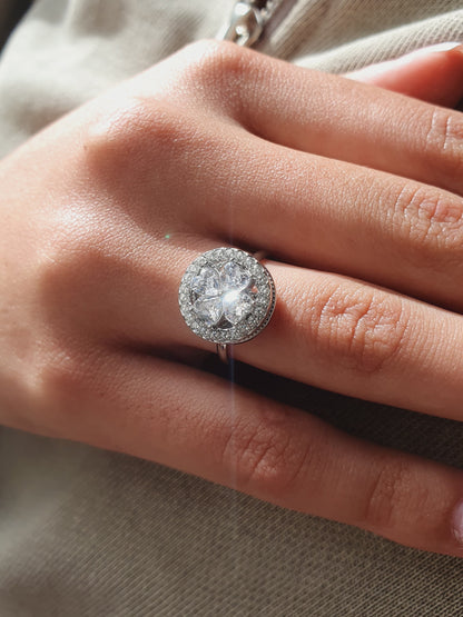 Bague rotative anti-stress RONDE DE FLEURS - argenté