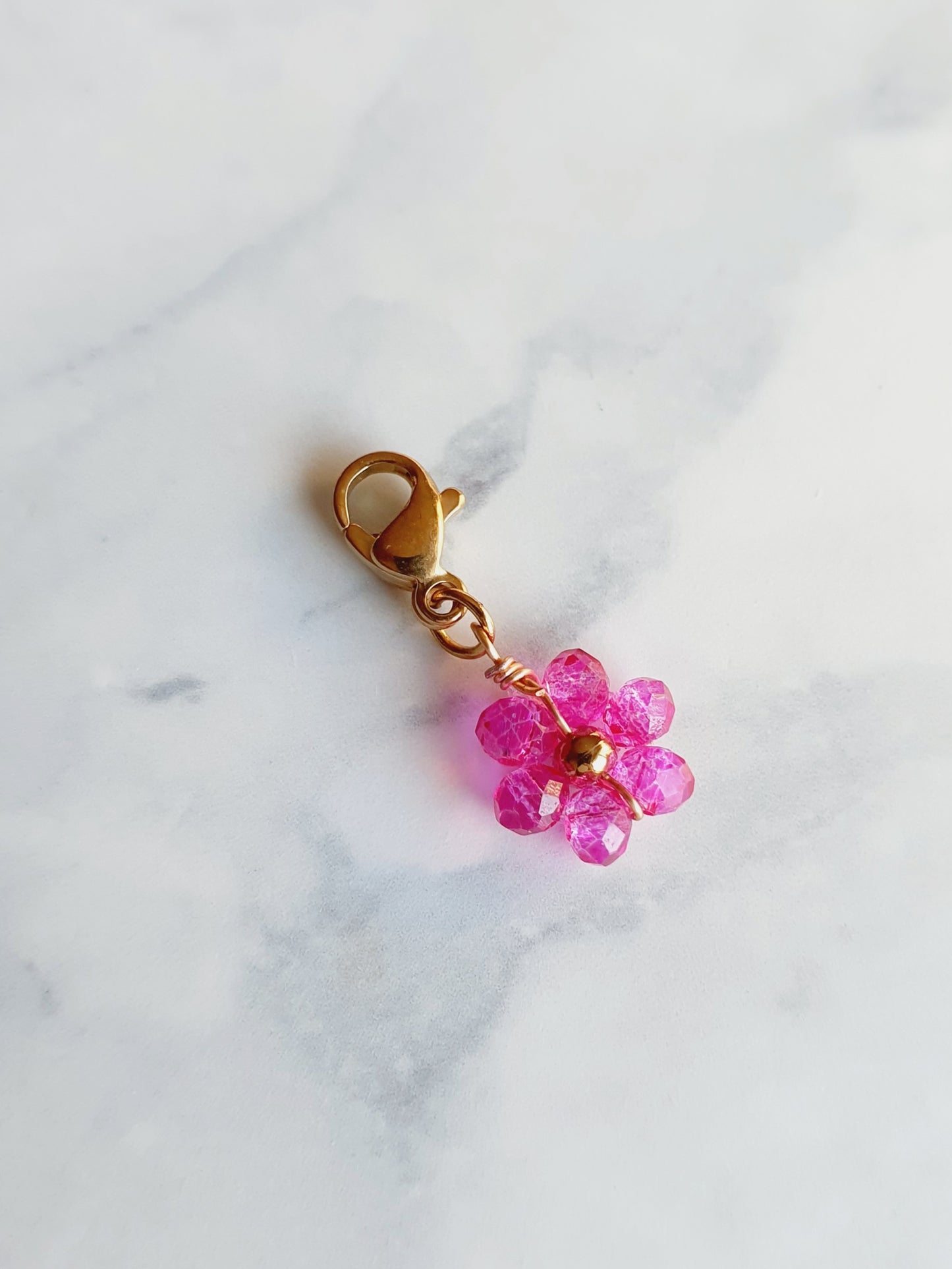 Charm fleur perlée - doré | rose