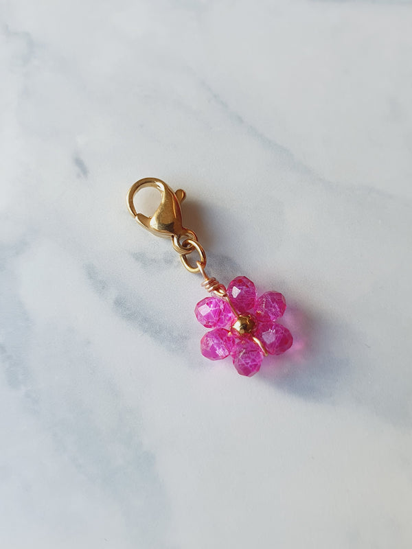 Charm fleur perlée - doré | rose