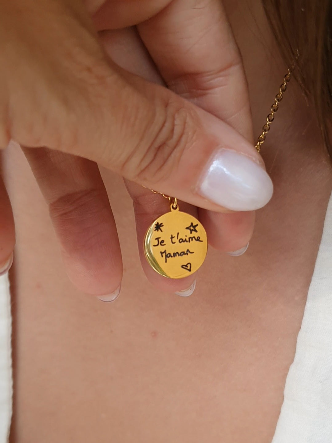 Collier médaillon à graver - doré