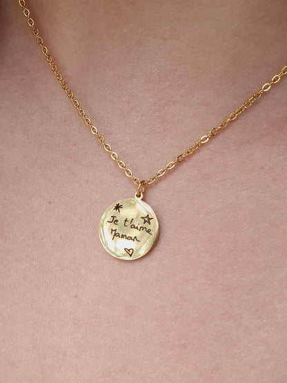 Collier médaillon à graver - doré