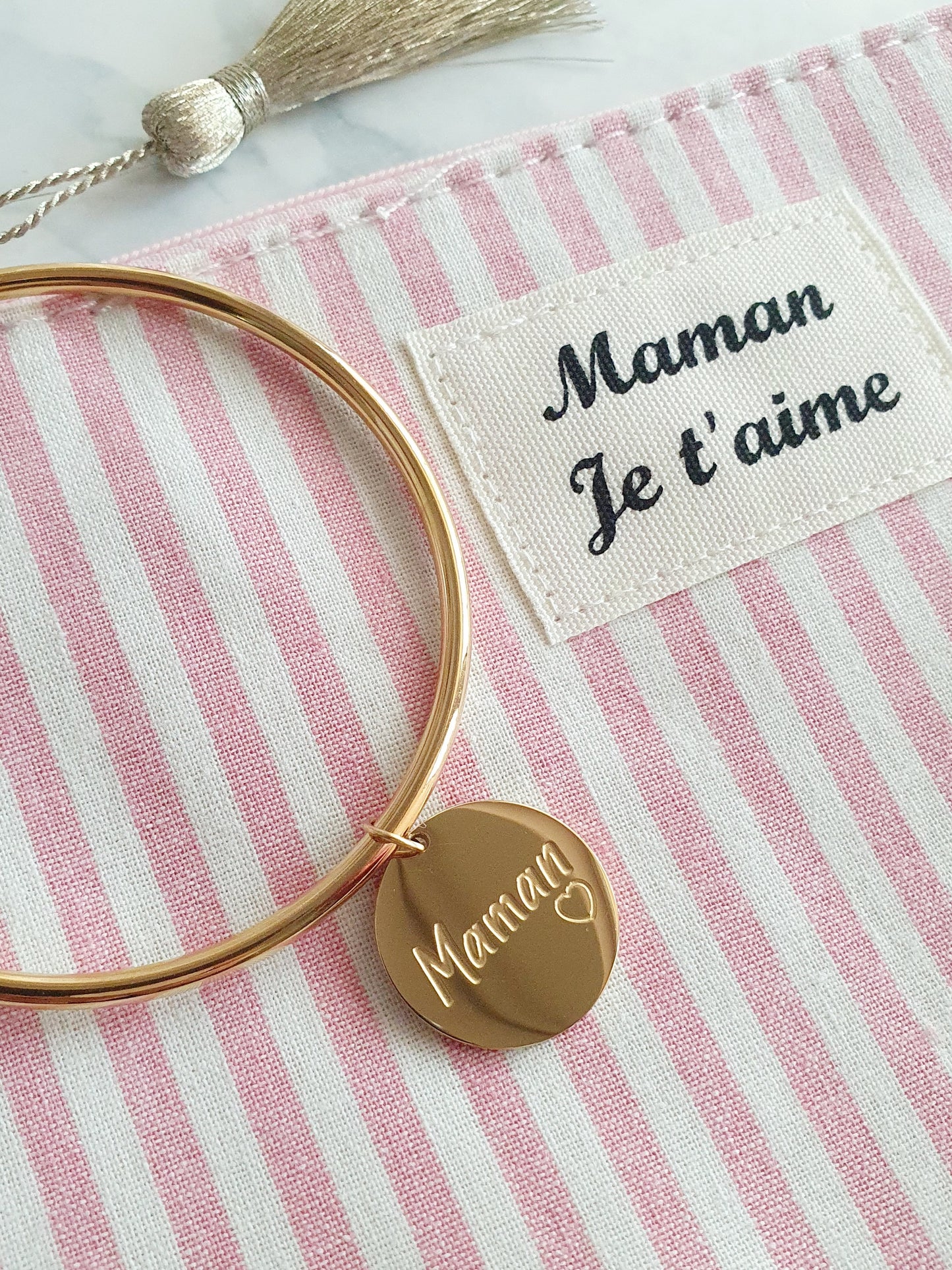 Jonc breloque MAMAN ♡ - doré