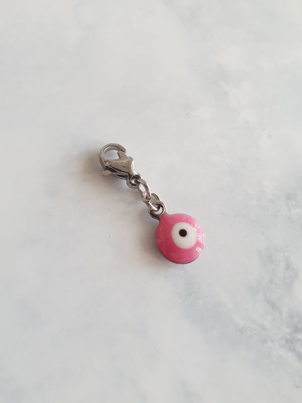 Charm oeil turc rose - argenté