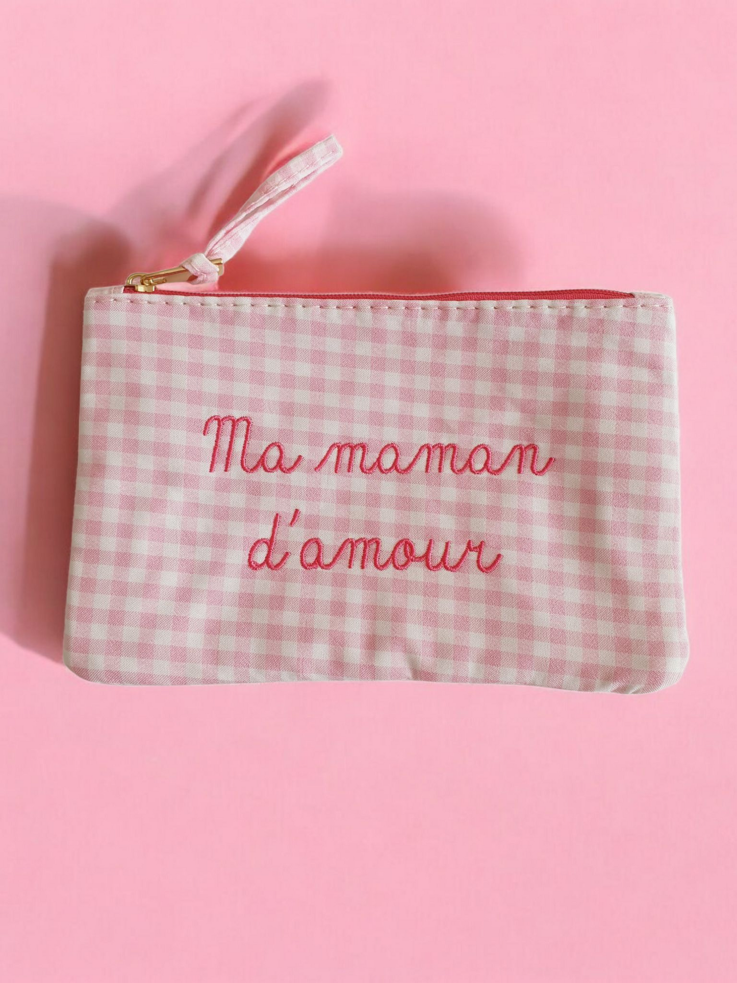 Pochette à carreaux MA MAMAN D'AMOUR - Coloris au choix