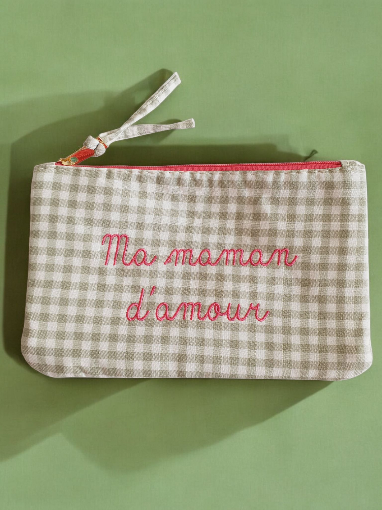 Pochette à carreaux MA MAMAN D'AMOUR - Coloris au choix
