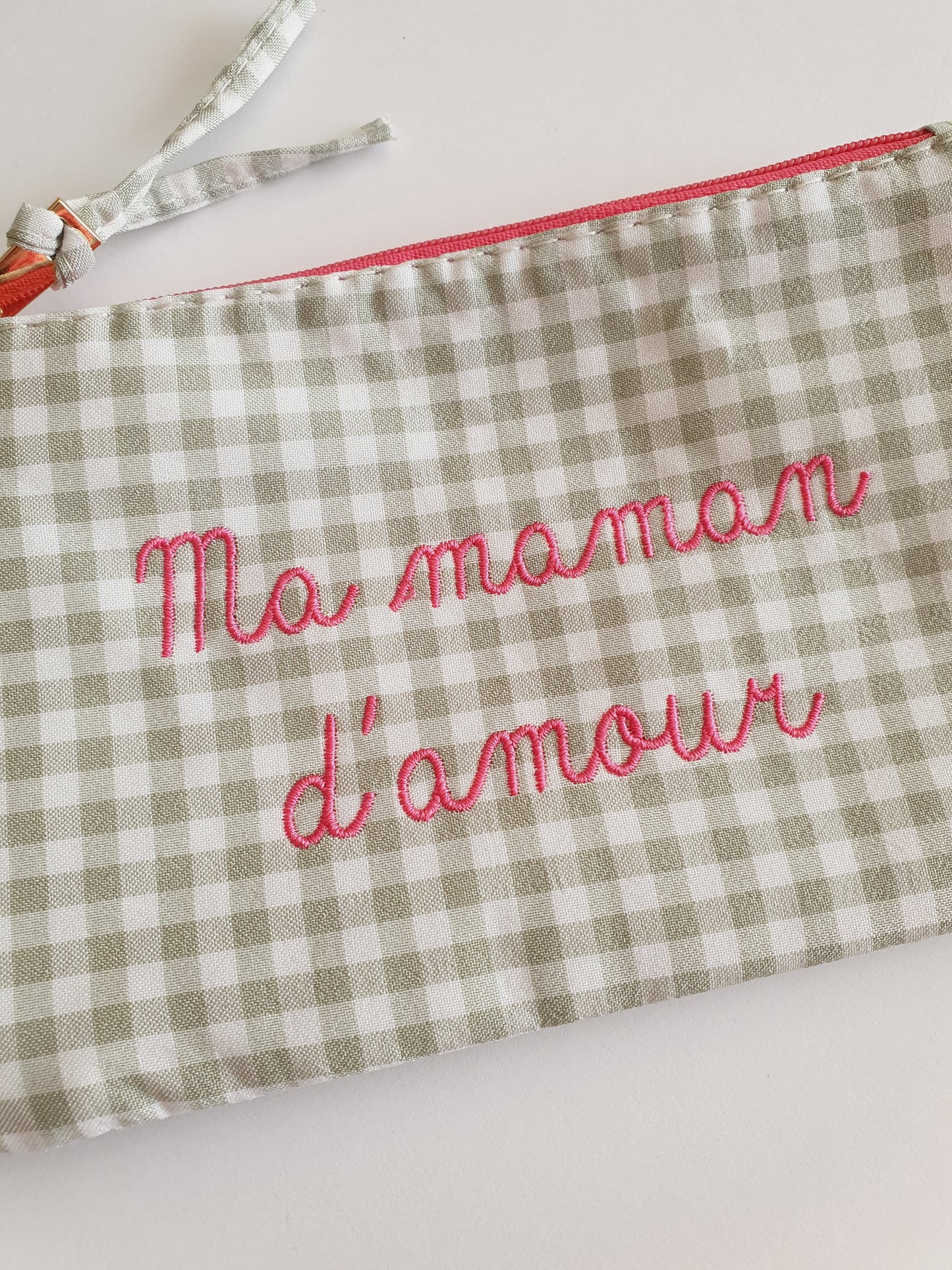 Pochette à carreaux MA MAMAN D'AMOUR - Coloris au choix