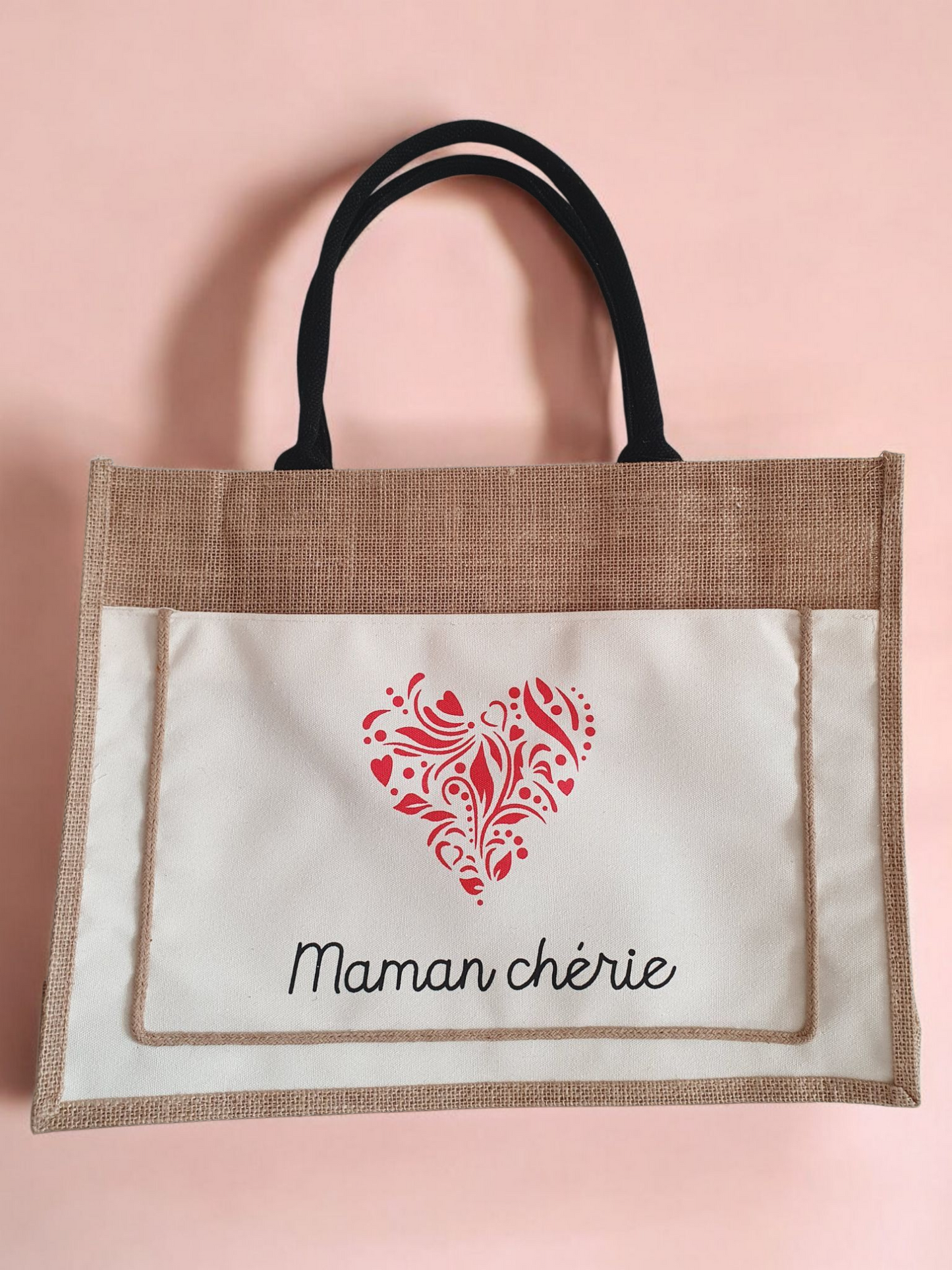 Grand sac cabas MAMAN CHÉRIE - 100 % lin