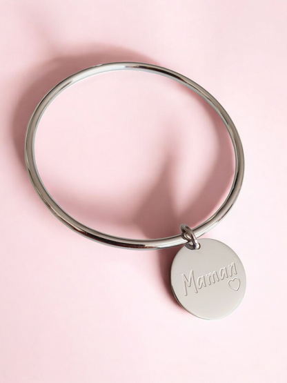 Jonc breloque MAMAN ♡ - argenté