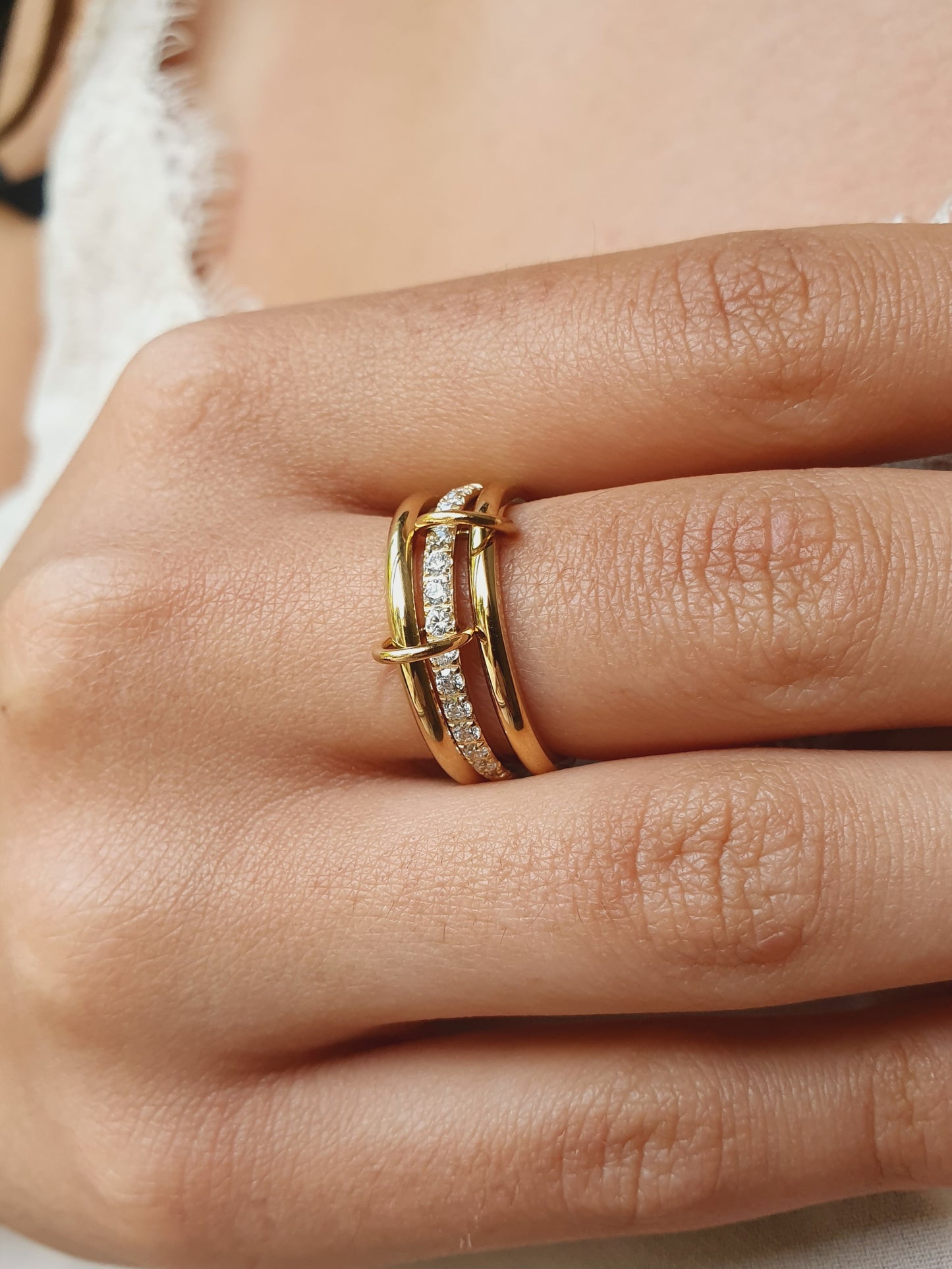 Bague TRINITY SHINE - doré | Taille au choix