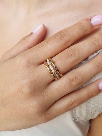 Bague TRINITY SHINE - doré | Taille au choix