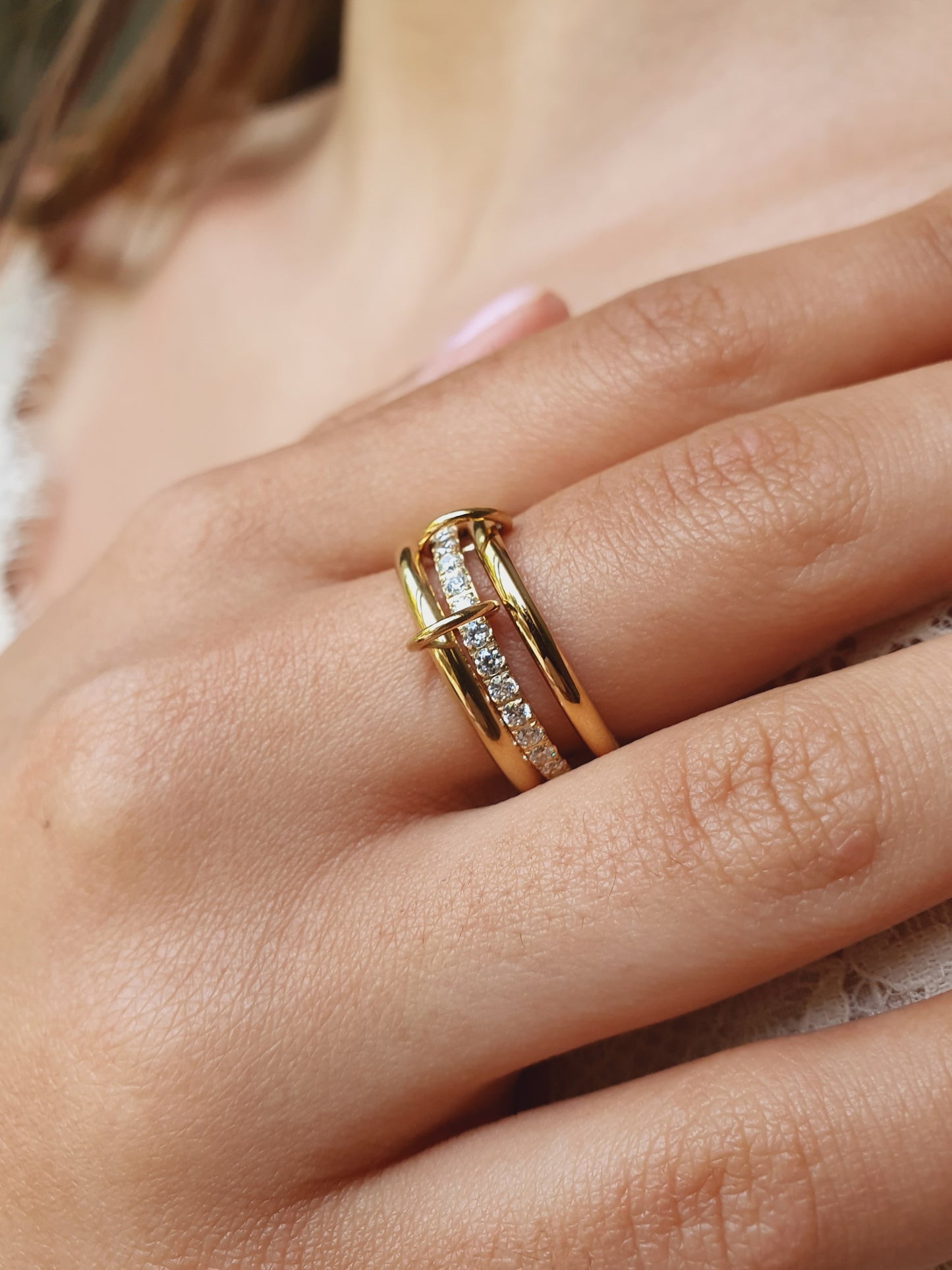 Bague TRINITY SHINE - doré | Taille au choix