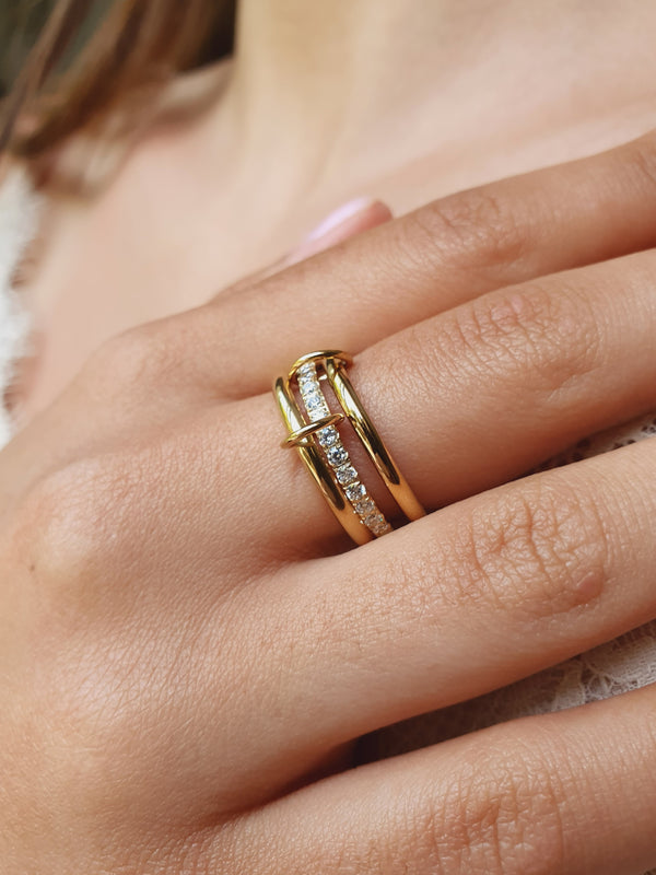 Bague TRINITY SHINE - doré | Taille au choix
