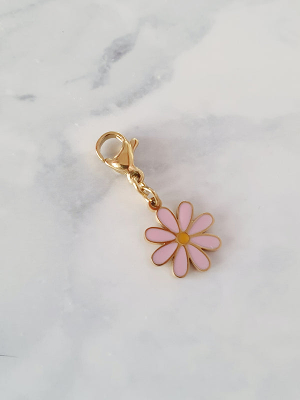 Charm jolie fleur rose - doré