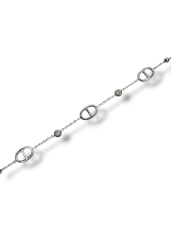 Bracelet Baby AGATA & zircons - argenté