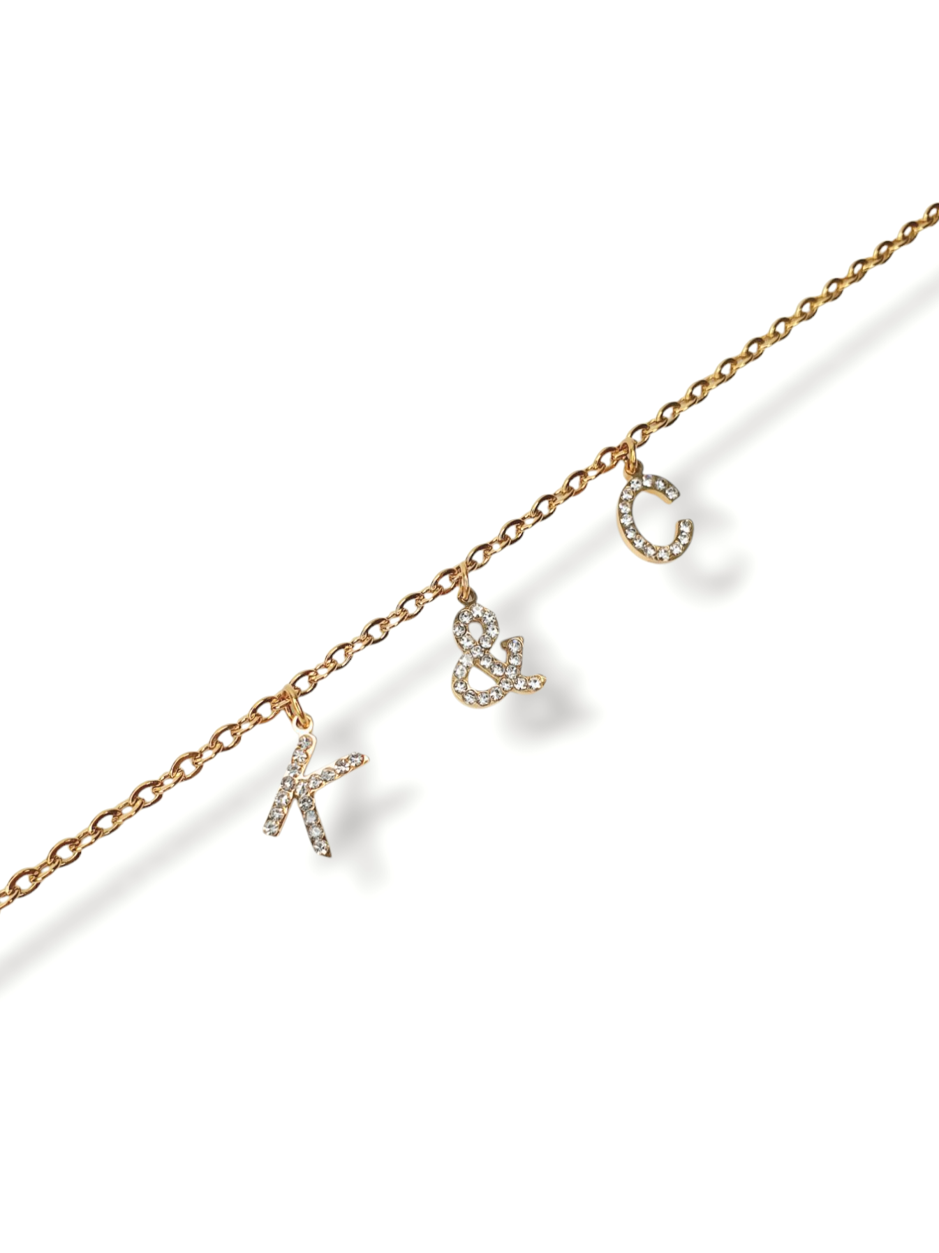 Collier 2 initiales zircons | Coloris au choix