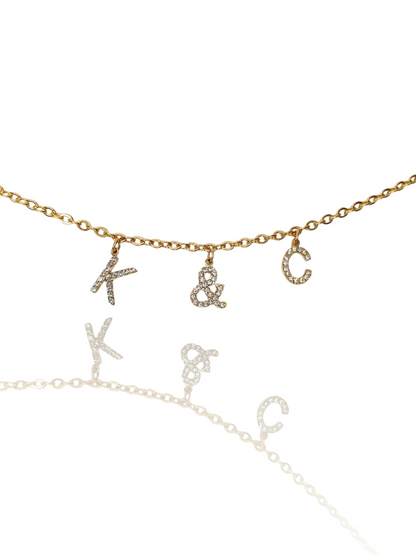 Collier 2 initiales zircons | Coloris au choix