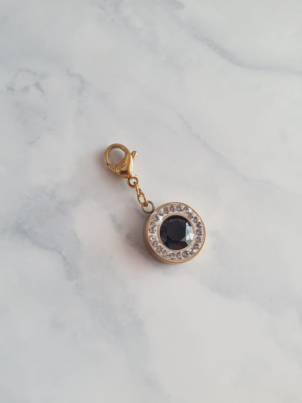 Charm zircon noir - doré