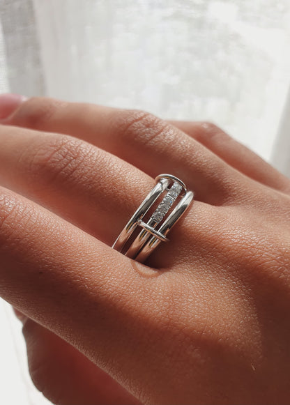 Bague TRINITY SHINE - argenté | Taille au choix