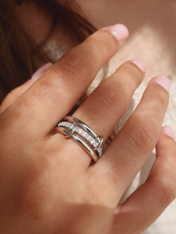 Bague TRINITY SHINE - argenté | Taille au choix