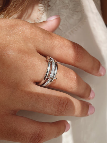 Bague TRINITY SHINE - argenté | Taille au choix