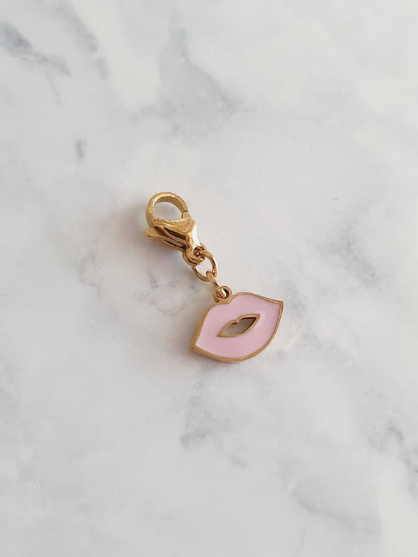 Charm petite bouche rose - doré