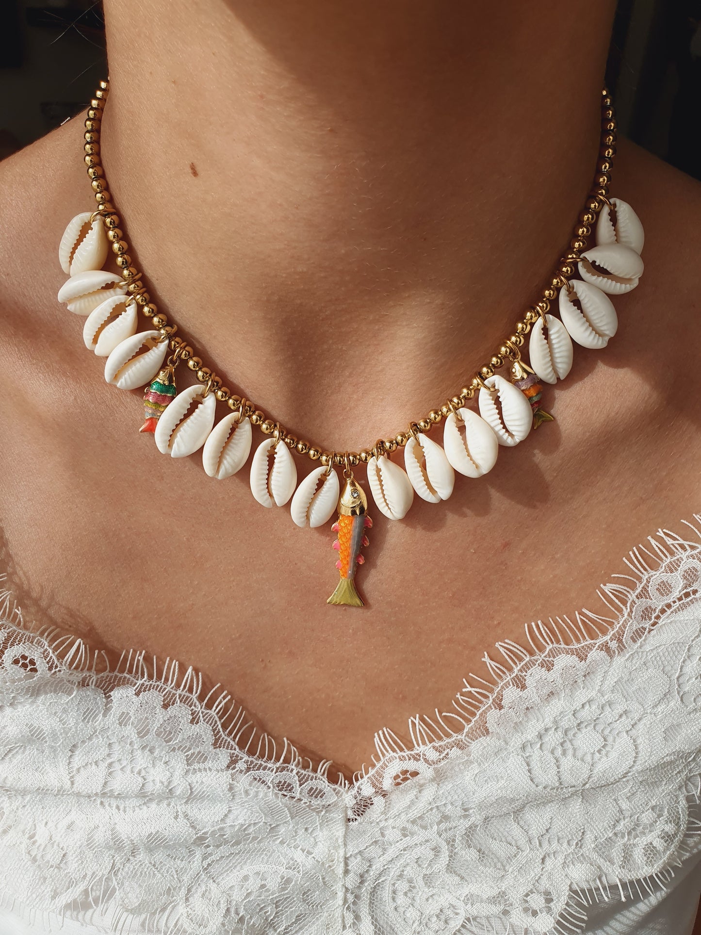 Collier coquillages cauri COSTA - doré