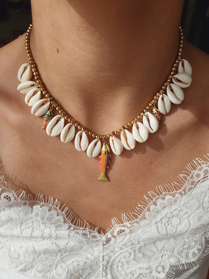 Collier coquillages cauri COSTA - doré