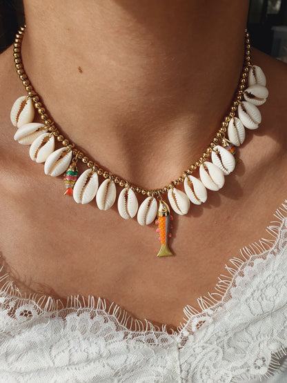 Collier coquillages cauri COSTA - doré