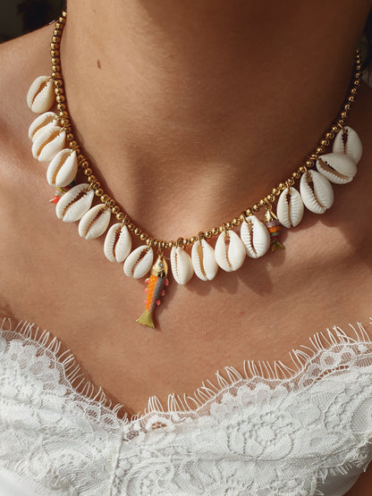 Collier coquillages cauri COSTA - doré