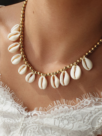 Collier coquillages cauri ZEPHIRA - doré
