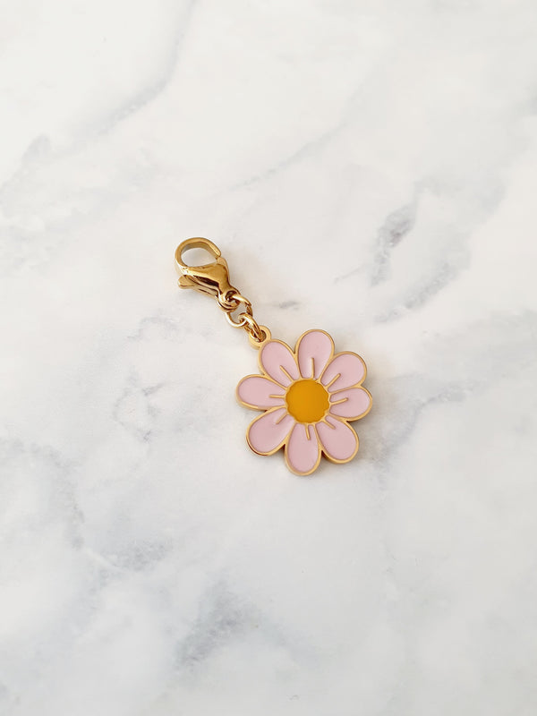 Charm marguerite rose - doré