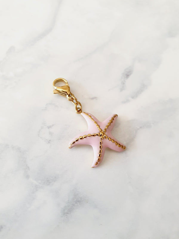 Charm étoile de mer texturée rose - doré