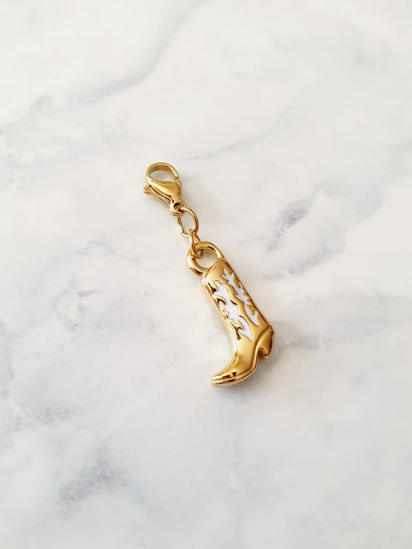 Charm Baby botte de Cow Boy Blanc - doré