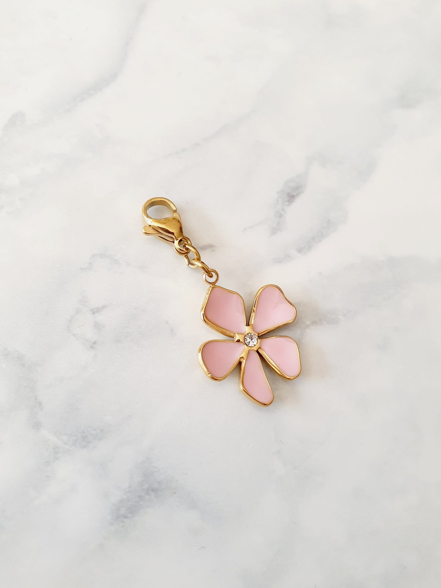 Charm fleur pétales rose - doré