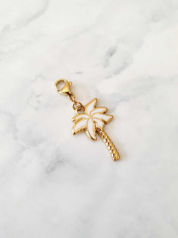 Charm palmier exotique blanc - doré