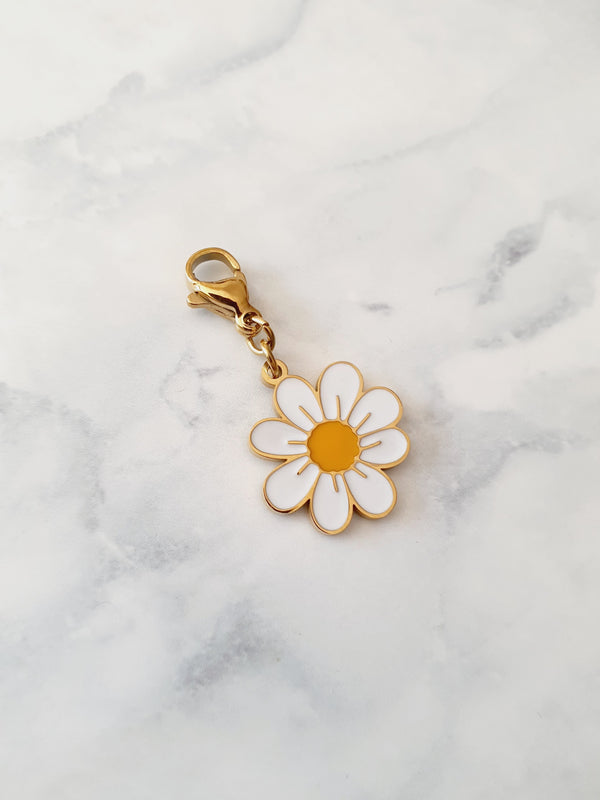 Charm marguerite blanche - doré
