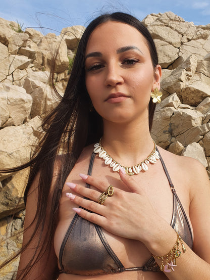 Collier coquillages cauri STELLA MARINA - doré
