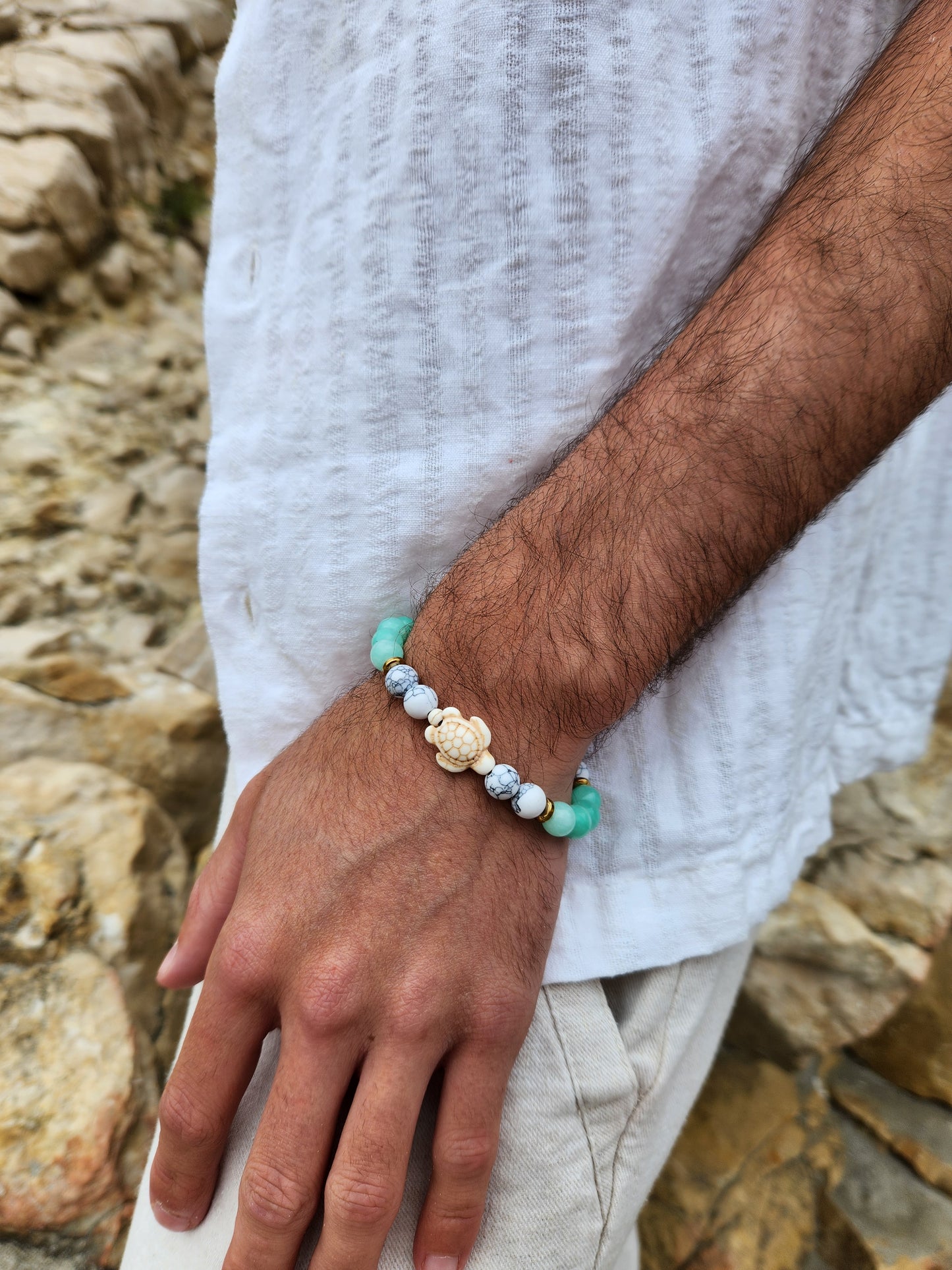 Bracelet élastique pierres naturelles TURTLE