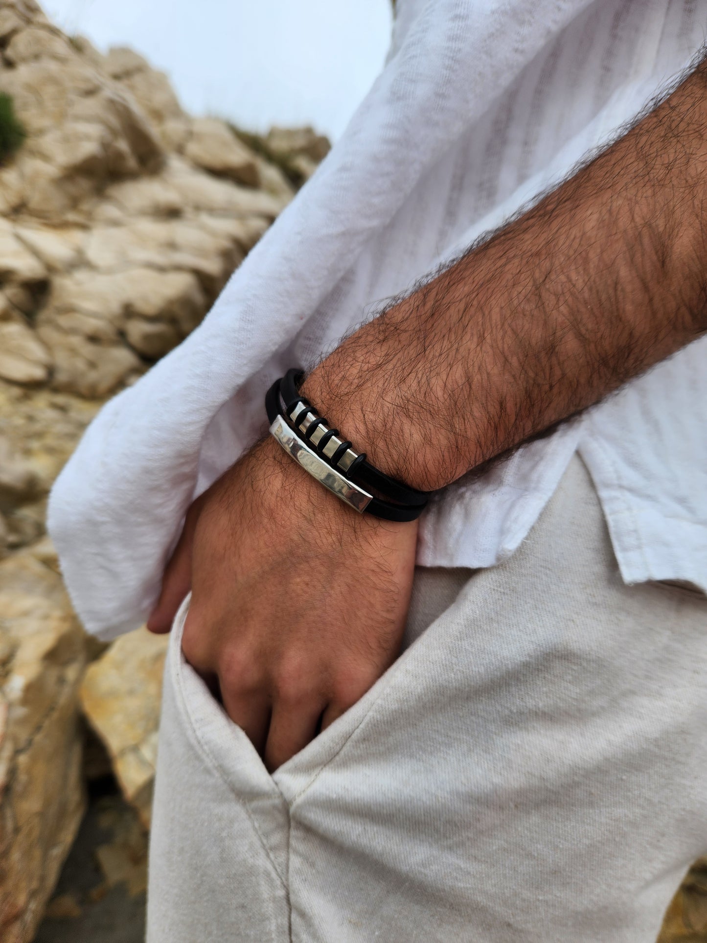 Double bracelet cuir ELIAN