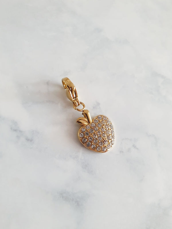 Charm pomme strass Premium - doré