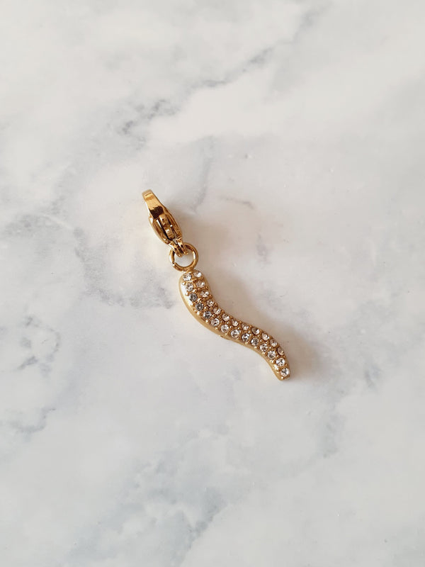Charm corne italienne strass Premium - doré