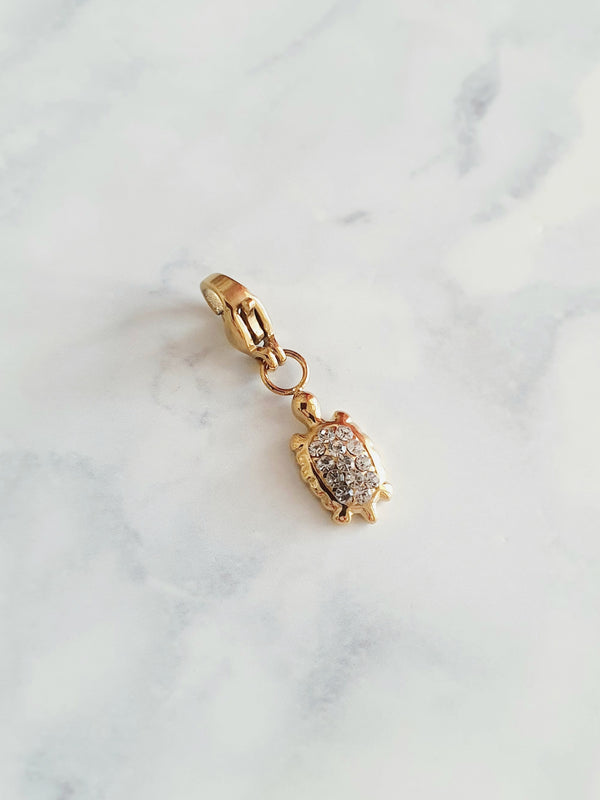 Charm baby tortue zircons - doré