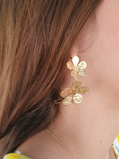 Créoles ouvertes fleur - doré