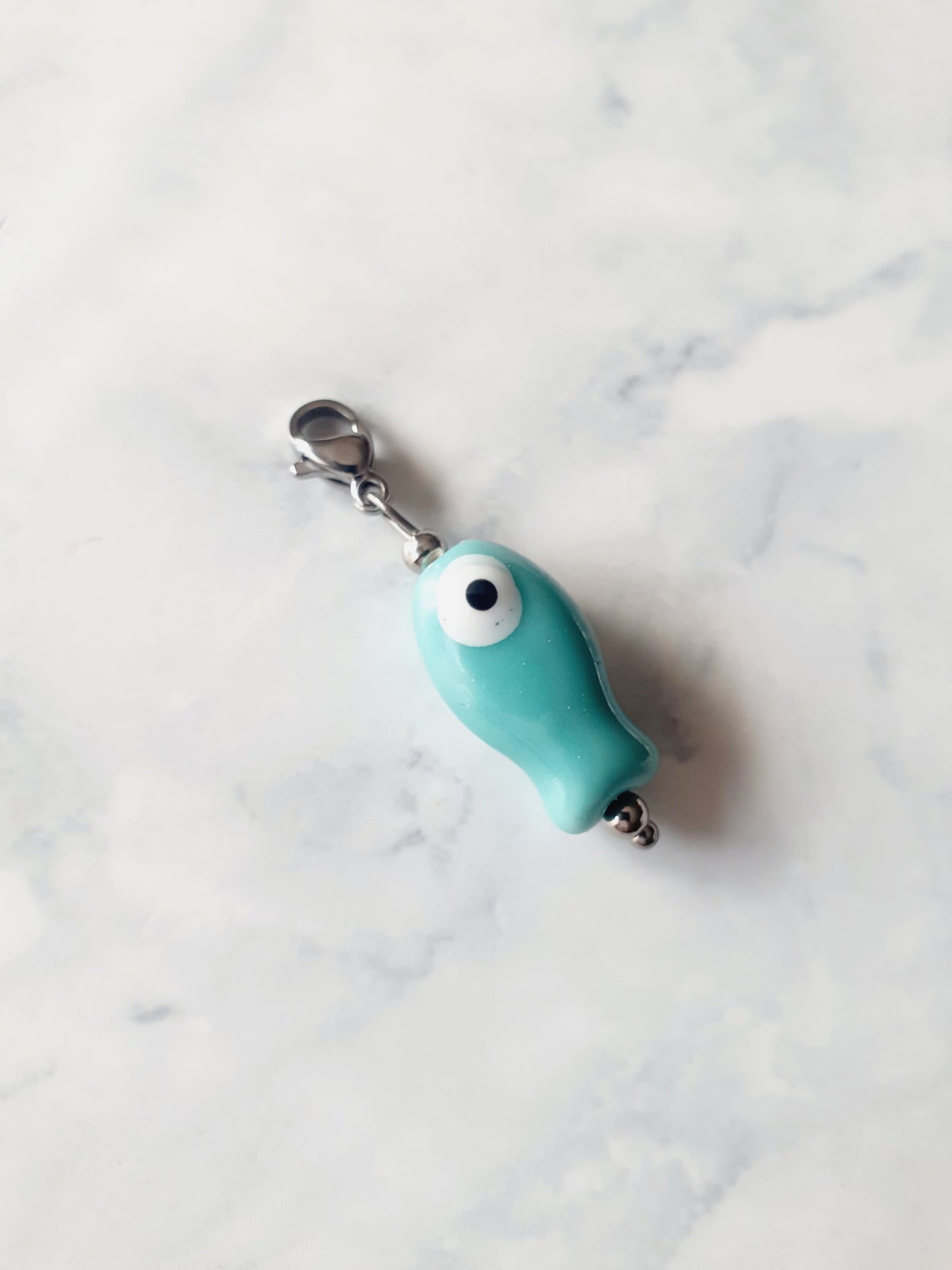 Charm poisson - argenté | vert d'eau