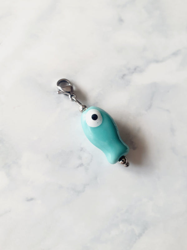 Charm poisson - argenté | vert d'eau